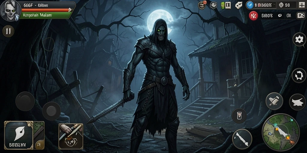 Tampilan gameplay menegangkan di dunia Horror 666F.