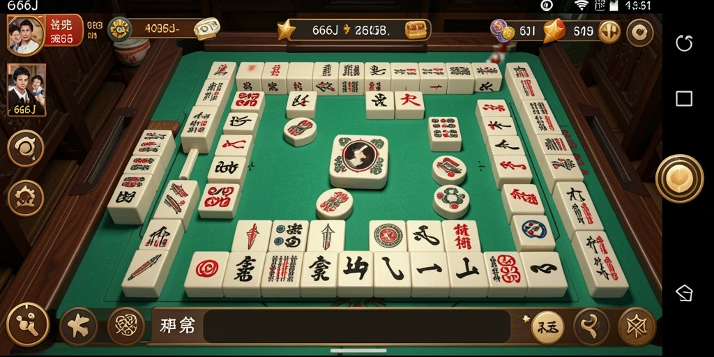 Screenshot gameplay Mahjong di 666J yang menampilkan ubin dan tantangan.