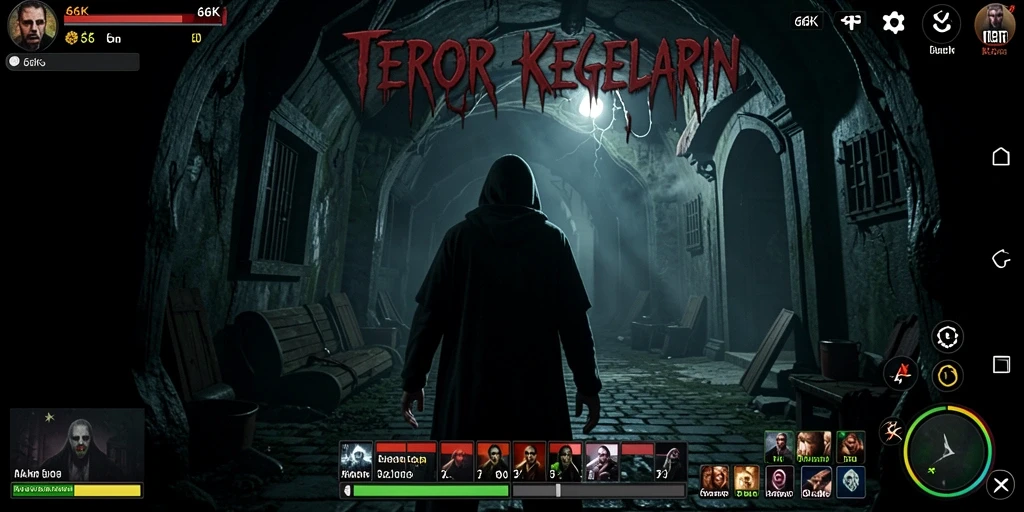 Screenshot menampilkan suasana mencekam di dalam game 66K.