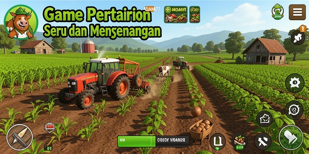 Tangkapan layar ADAM77 menampilkan aktivitas pertanian yang menyenangkan.