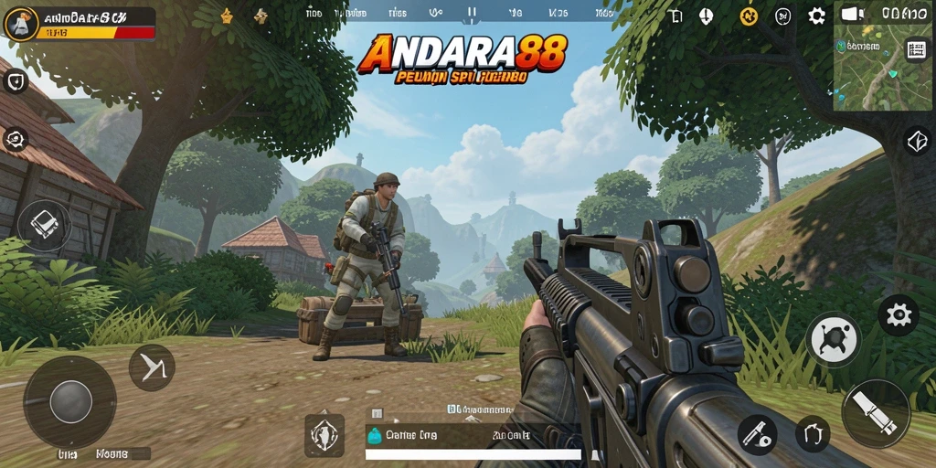 Tampilan gameplay menegangkan dalam ANDARA88 dengan aksi pertempuran yang sangat seru.