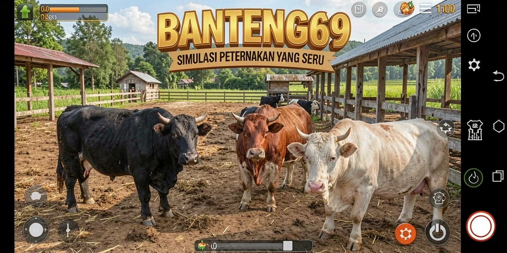 Screenshot gameplay BANTENG69 menampilkan aktivitas peternakan yang seru.