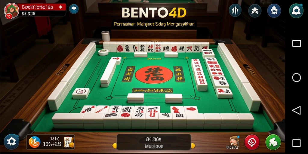 Tampilan gameplay BENTO4D yang menarik dengan ubin Mahjong berwarna-warni.