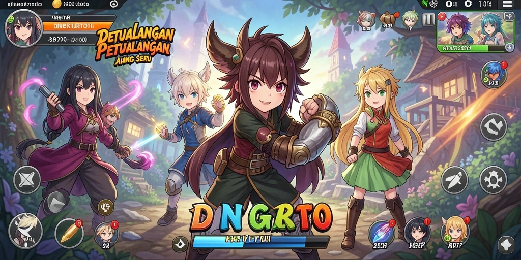 Screenshot gameplay DIREKTURTOTO yang menampilkan karakter anime yang menawan.