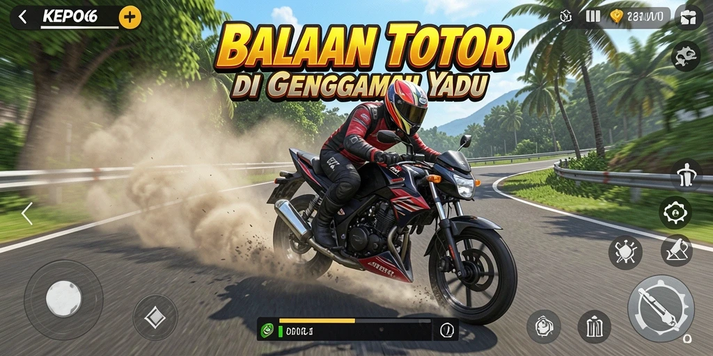 Tampilan gameplay seru di KEPO66 dengan balapan motor yang menantang.