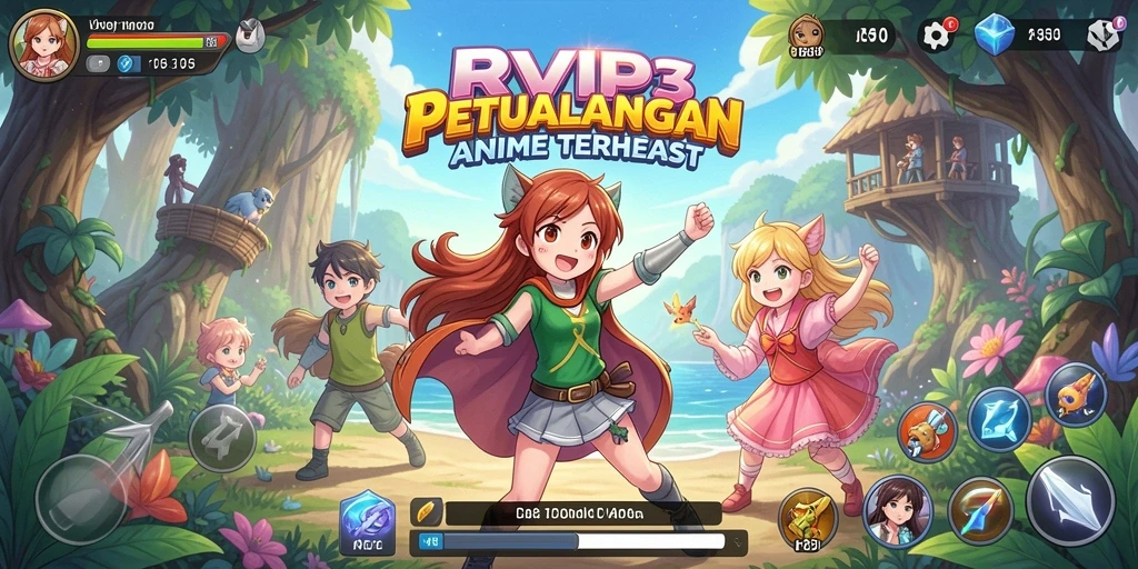 Screenshot gameplay RVIP3 yang menampilkan aksi seru dalam dunia Anime.