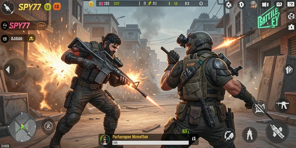 Tampilan gameplay seru dalam SPY77 yang mendebarkan.