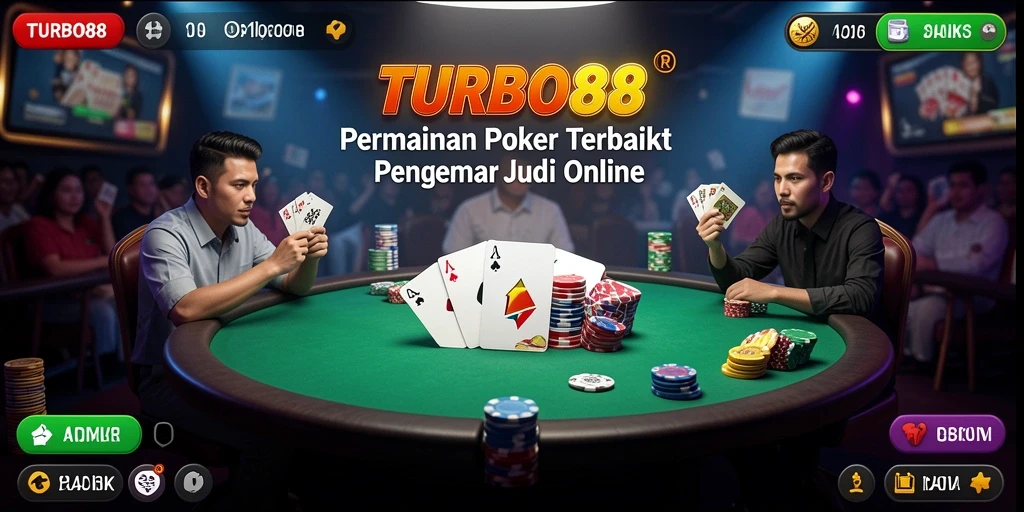 Tampilan menarik dari gameplay Poker di TURBO88.
