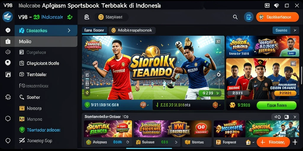 Tampilan utama V98 saat pengguna melakukan taruhan olahraga.